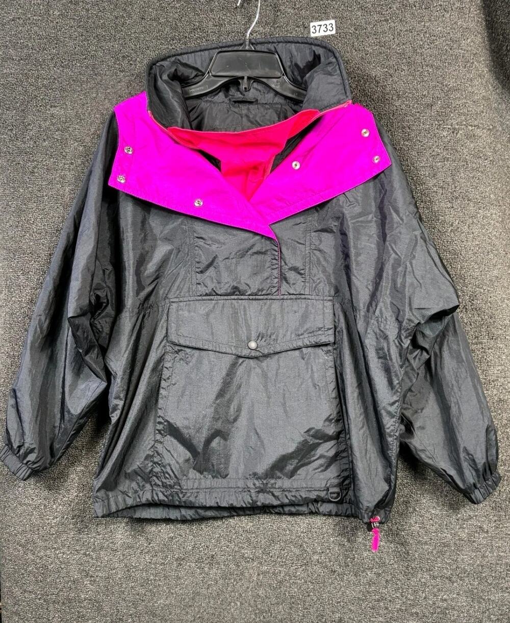 VTG Snuggler Seattle Ski Wear Windbreaker Jacket Women's S Hot Pink Black Retro